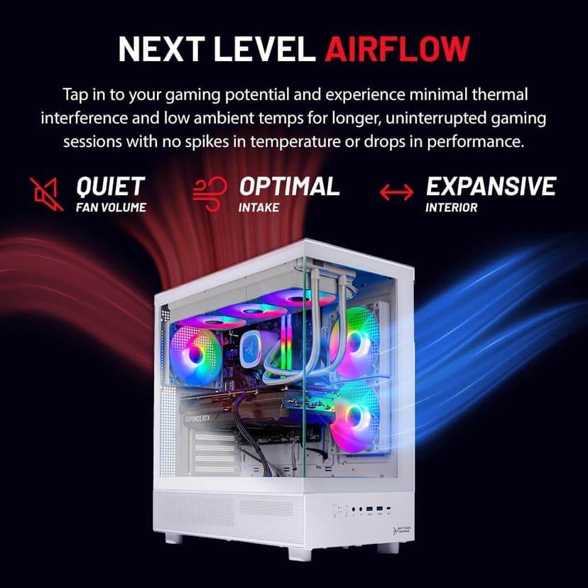 Skytech Azure Gaming PC Desktop, Ryzen 7 9700X 3.8 GHz (5.5GHz Turbo Boost), NVIDIA RTX 4060 8GB GDDR6, 2TB SSD, 32GB DDR5 RAM 6000 RGB, 650W Gold PSU, 360mm ARGB AIO, Wi-Fi, Win 11 Home