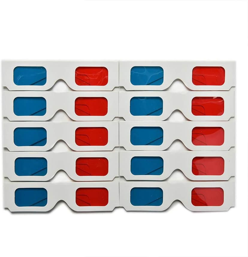 3D Glasses for Movies Red/Cyan Cardboard 3D Glasses in White Frame Anaglyph Cardboard for Movies