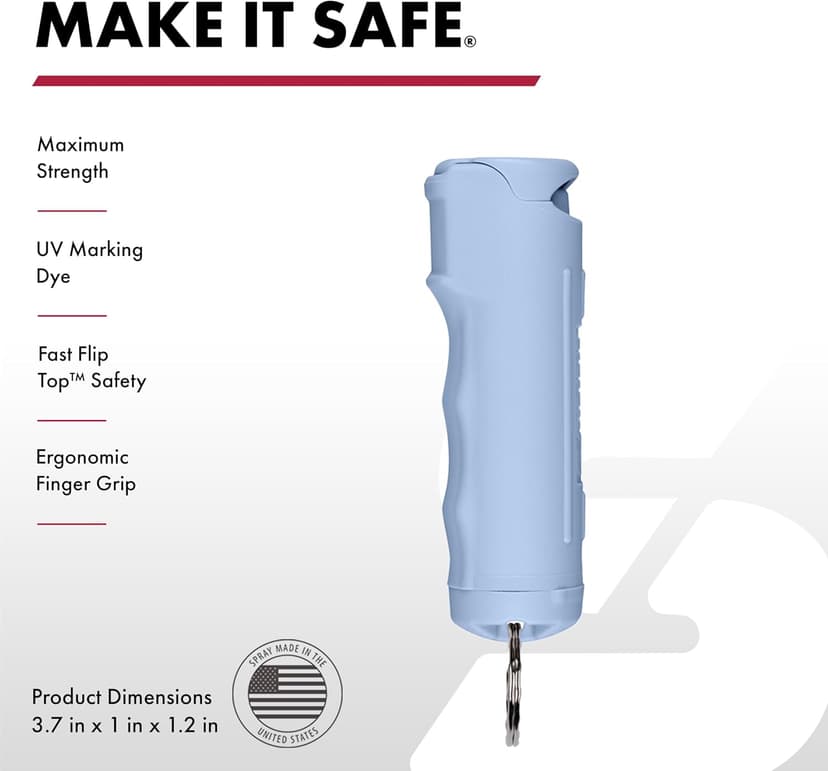 SABRE Pepper Spray - Fast Flip Top, Snap-Clip Keychain, Easy to Use & Carry, Maximum Police Strength OC Spray With UV Dye For Self Defense, 10 Second Spray Time, Finger Grip for Faster Aim,0.54 fl oz