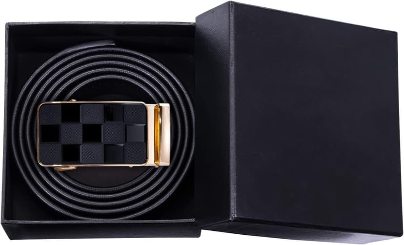 Dubulle Designer Ratchet Belt for Men Leather Fashion Adjustable Automatic Buckle Sliding Removable Dress Casual