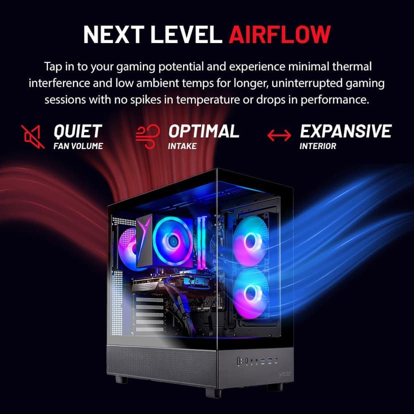 Skytech Gaming Azure 3 Desktop PC, Ryzen 7 7700 3.8 GHz (5.3GHz), NVIDIA RTX 5060, 1TB NVMe SSD, 32GB DDR5 RAM 5200 RGB, 650W Gold PSU, Wi-Fi, Win 11