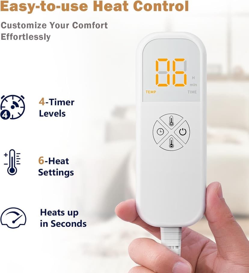 Heating Pad for Back, Neck, Shoulder Pain & Cramps Relief, Electric Heating Pad with 6 Heat Settings, Auto-Off, Moist Dry Heat Options, Fathers Day for Dad Husband, Mens Gifts for Dad Husband Him