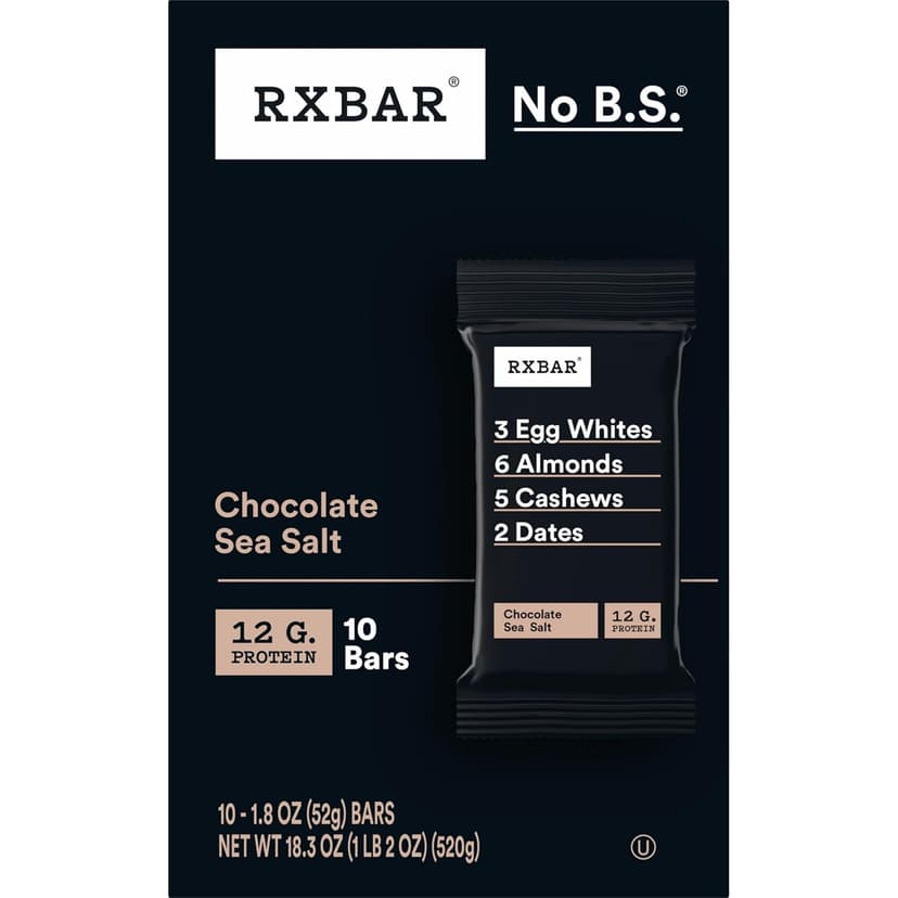 RXBAR Protein Bars, Protein Snack, Snack Bars, Chocolate Sea Salt, 18.3oz Box (10 Count)