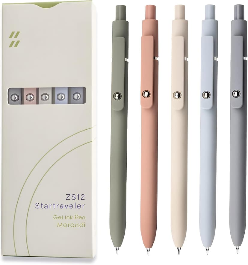 Gel Pens, 5 Pcs 0.5mm Black Ink Pens Fine Point Smooth Writing Pens, High-End Series Pens for Journaling Note Taking, Cute Office School Supplies Gifts for Women Men (Morandi)
