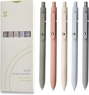 Gel Pens, 5 Pcs 0.5mm Black Ink Pens Fine Point Smooth Writing Pens, High-End Series Pens for Journaling Note Taking, Cute Office School Supplies Gifts for Women Men (Morandi)