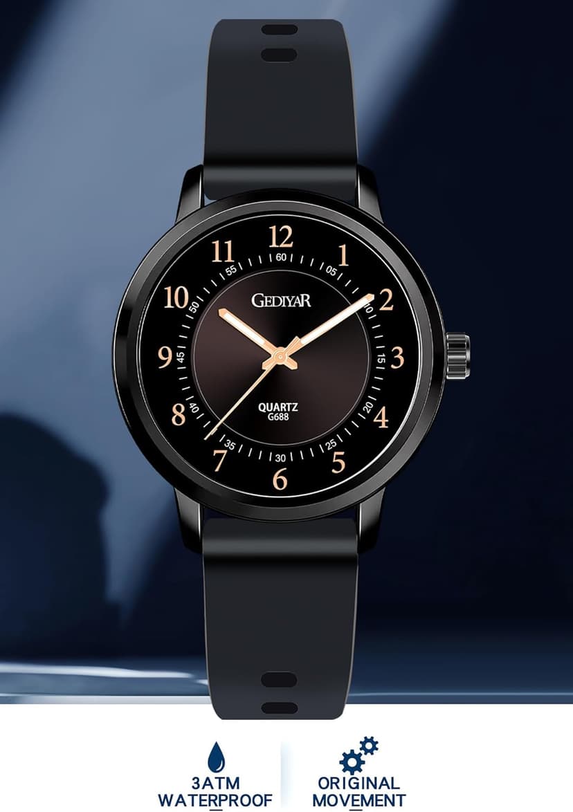 GEDIYAR Waterproof Rose Gold Watches for Women Ladies Easy Reader Quartz Analog Watches for Nurse Medical Professionals Students Women