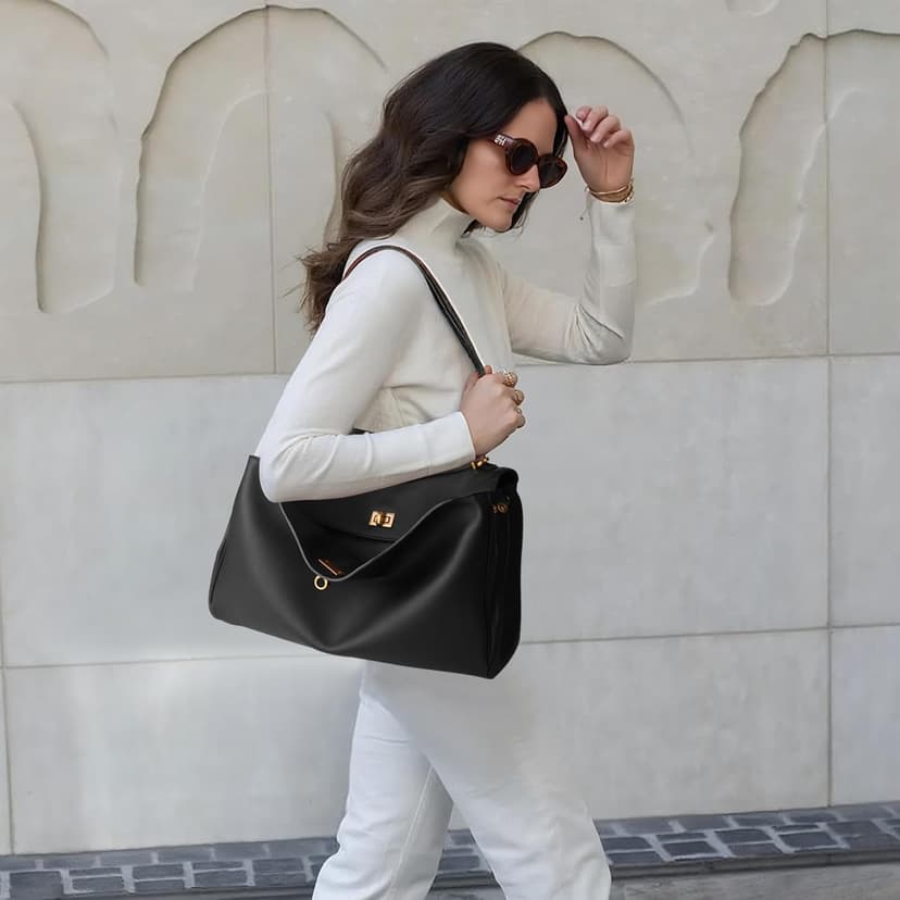 hedexe Genuine Leather Tote Bag for Women: Soft Cowhide Shoulder Handbags for Ladies - Satchel Purse for Travel Work(Large)