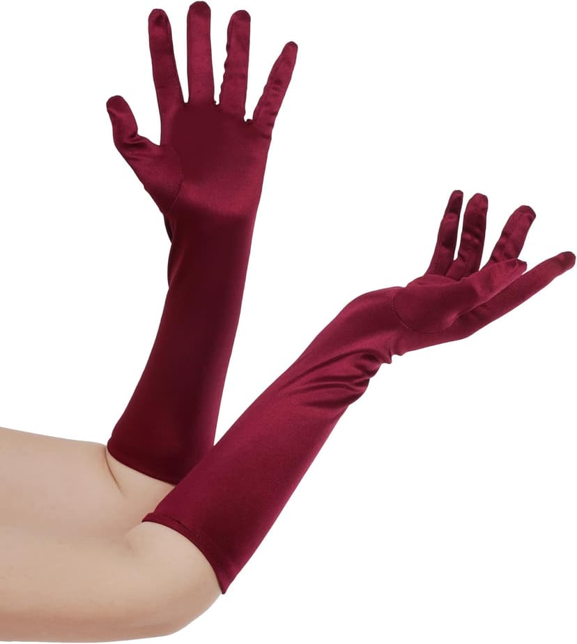 Lystaii Long Opera Party 20s Satin Gloves Stretchy Elbow Length Wedding 15 Inch Classic