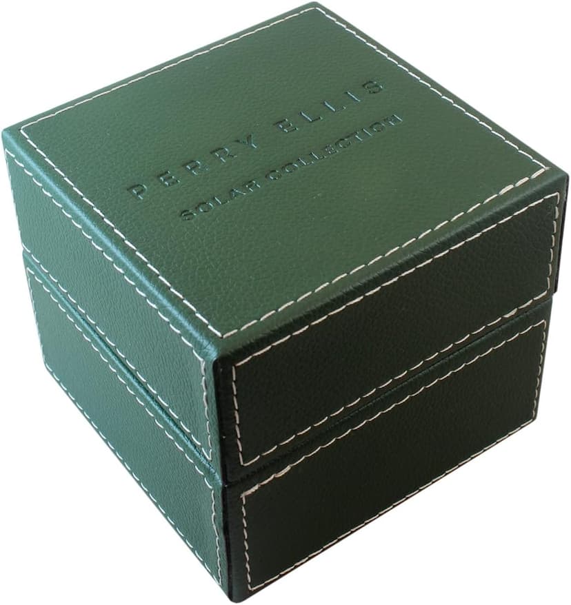 Perry Ellis Solar Powered Mens Watch | Steel Mesh Band | Water-Resistant Analog Wrist Watches for Men | 43mm Case | Aluminum Tachymeter Bezel | Elegant Gift for Man