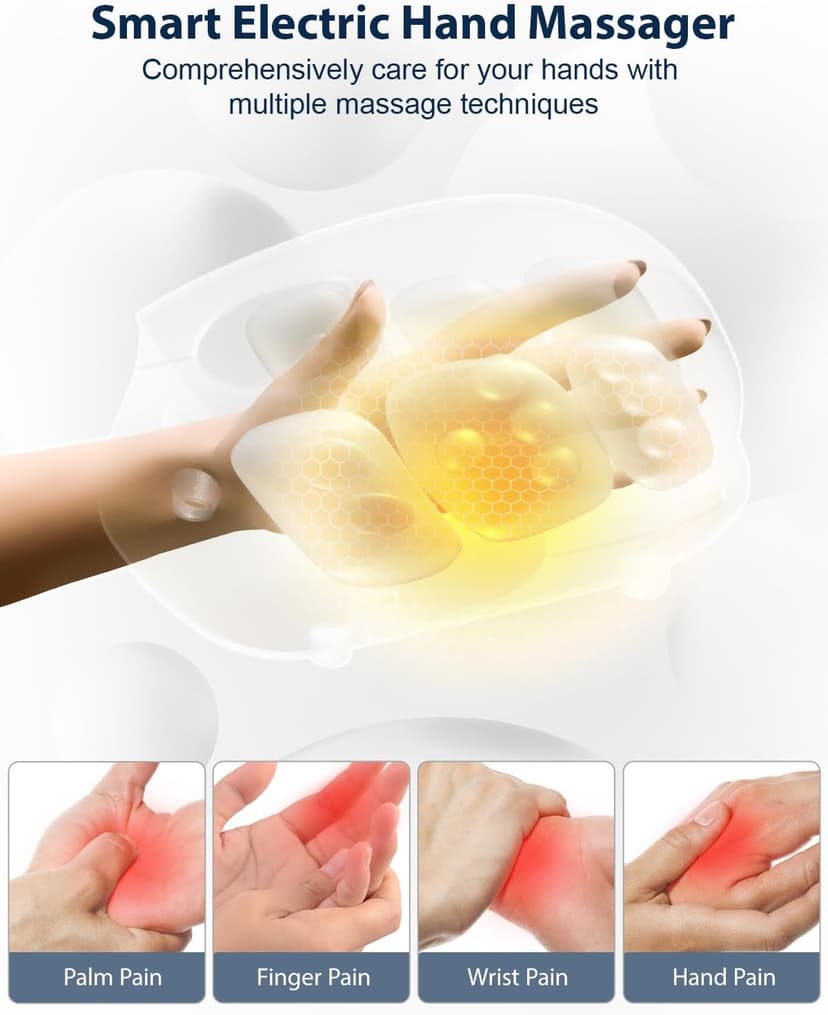 CINCOM Hand Massager - Cordless Hand Massager with Heat and Compression for Arthritis and Carpal Tunnel, Gifts for Women(White)
