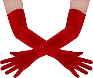 Lystaii Women Long Velvet Gloves for Women Elbow Length 1920s Opera Costume Flapper Evening Banquet Party
