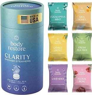 Body Restore Shower Steamers Aromatherapy 6 Pack - Birthday Gifts for Men, Women, Dad Gift, Stress Relief, Relaxation, Self Care - Clarity