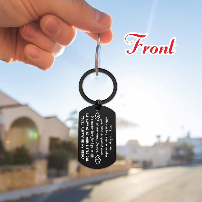 ENGZHI Drive Safe Dad Keychain - I Love You Gifts from Daughter Son, Daddy Birthday Gift Ideas Fathers Day Chirstmas for Men