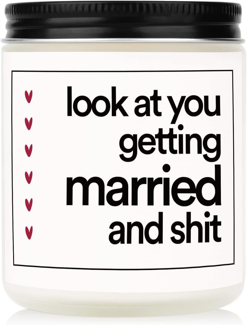 BaubleDazz Funny Wedding Gifts, Bachelorette & Bridal Shower Gift for Bride, 7oz Lavender Scented Soy Wax Candle, Bride to Be, Engagement Gifts for Couples