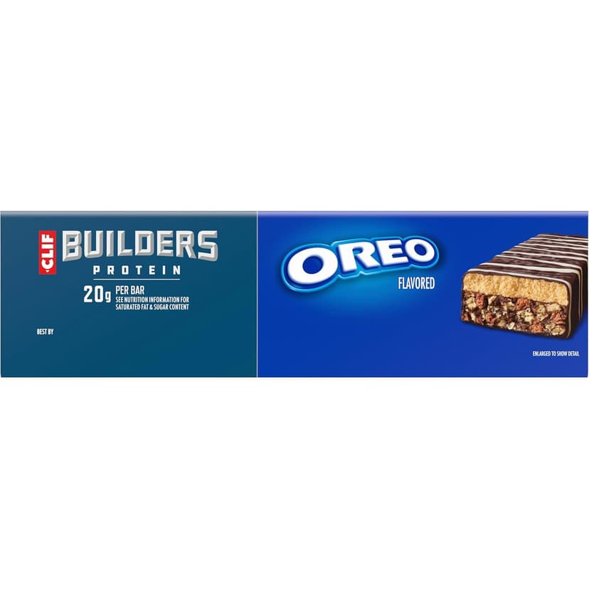 CLIF BUILDERS Protein Bars - OREO-Flavored - 20g Plant Based Protein - Gluten Free - Non-GMO - Low Glycemic - No Artificial Sweeteners - 2.4 oz. (12 Pack)