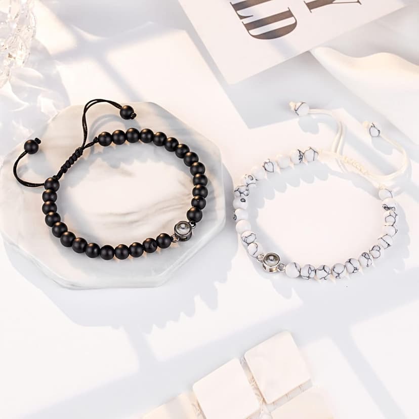 UNGENT THEM I Love You 100 Languages Bracelets Couples Gifts To My Men, Boyfriend, Girlfriend, Husband, My Love, Soulmate, Fiance - Anniversary Valentines Day Birthday Christmas Gift for Him and Her