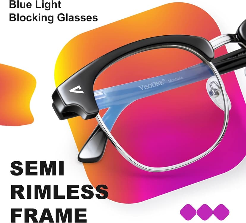 VISOONE Lightweight Blue Light Blocking Glasses Square with Anti Computer Glare for Gaming Men and Women MONTANA