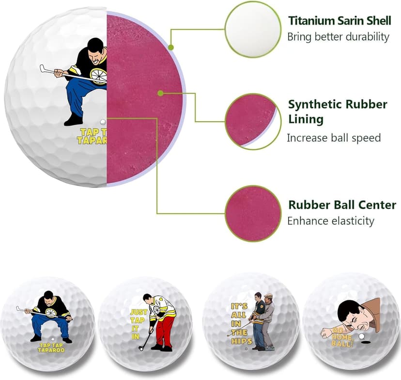 Artpreti 4 Pcs Funny Golf Balls for Birthday, Novelty Golfer Gift for Dad Coworkers Golfers Golf Lovers