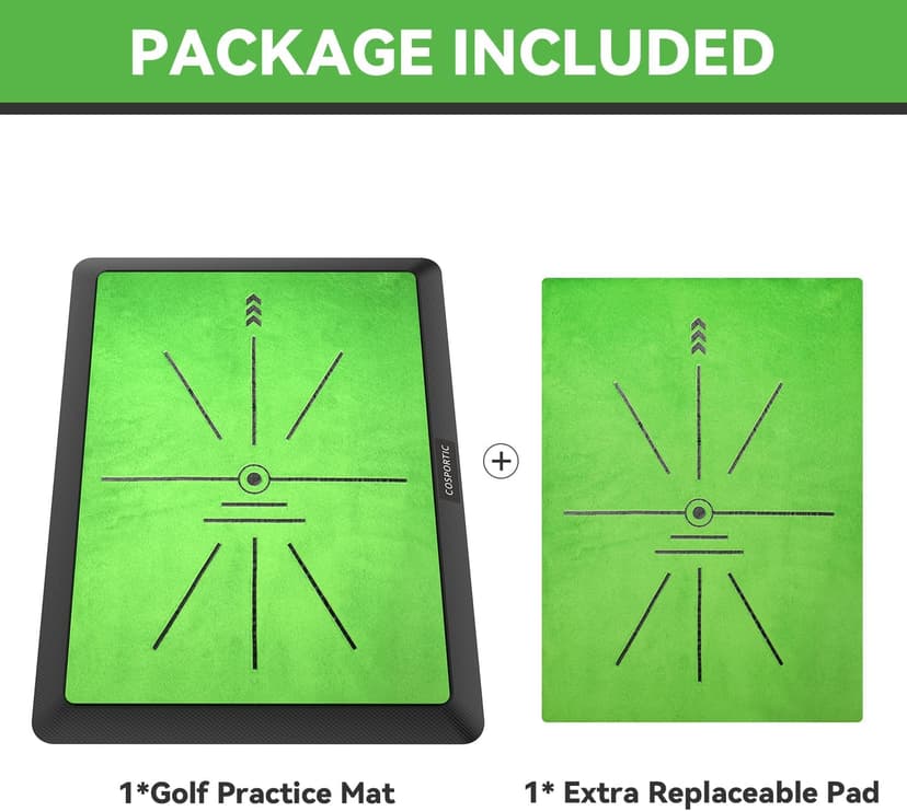 Golf Hitting Mat,Golf Training Mat for Swing Path Feedback Detection Batting, Extra Replaceable Golf Practice Mat 16"x12", Golf Gifts for Men Women for Home Indoor Outdoor