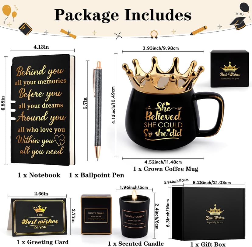 Graduation Gifts for Her, Congratulations Gifts for Women, High School Nurse College Graduation Gift Class of 2025 Friends Sisters, She Believed She Could So She Did Crown Cup Coffee Mug Inspirational
