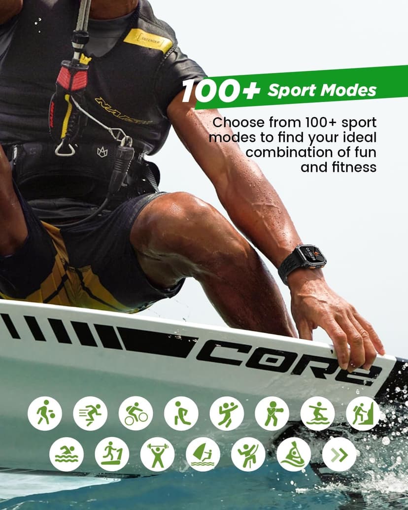 FOSMET Smart Watches for Men, 1.95'' Fitness Watch: Waterproof Military Smart Watch with 100 Days Battery Life/Call/Flashlight/Sleep/SpO2/Heart Rate Monitor/Step Tracker, Sport Smartwatch for Android iPhone