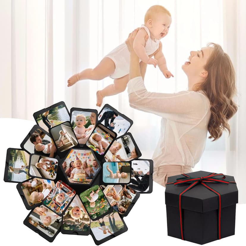 Koogel Explosion Gift Box, Handmade Exploding Photo Album Preassembled Surprise Picture Pop Up Love Box with Creative DIY Scrapbooking Accessories for Anniversary Birthday Wedding