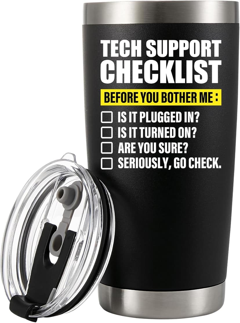 Panvola Tech Support Checklist Technical Support Gifts Computer Programmer Vacuum Insulated Tumbler Travel Mug (20 oz)