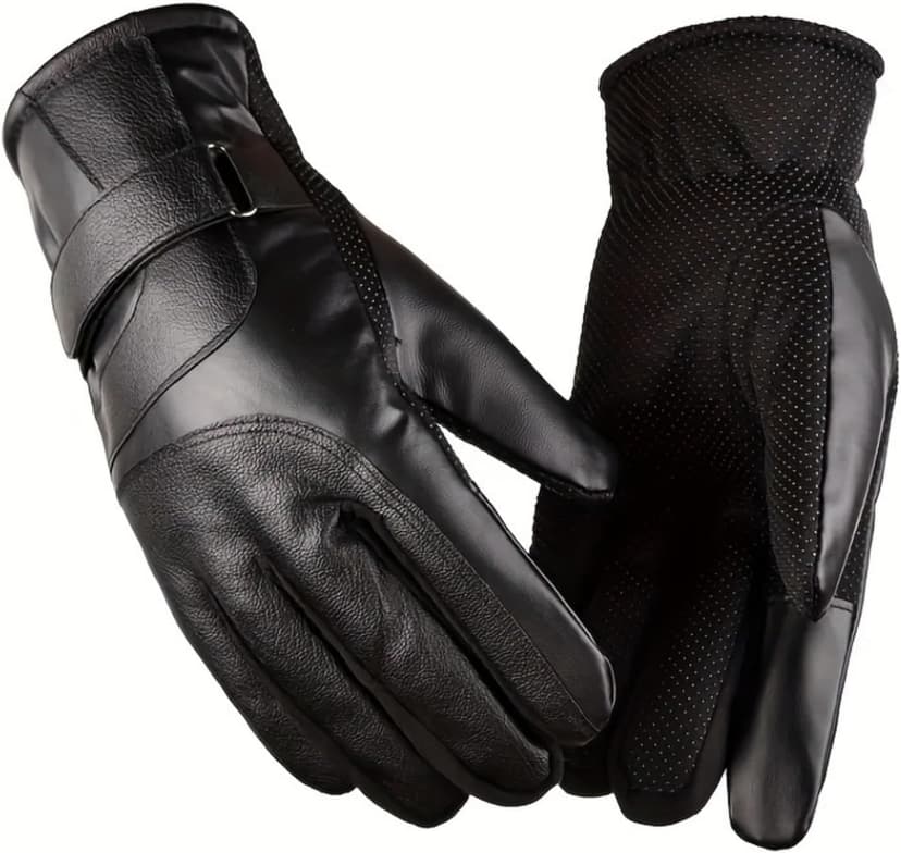 Generic Leather Gloves for Men Genuine Lambskin, Gloves for Men Warm Wool Lined Anti-Slip, Winter Gloves Touchscreen Driving