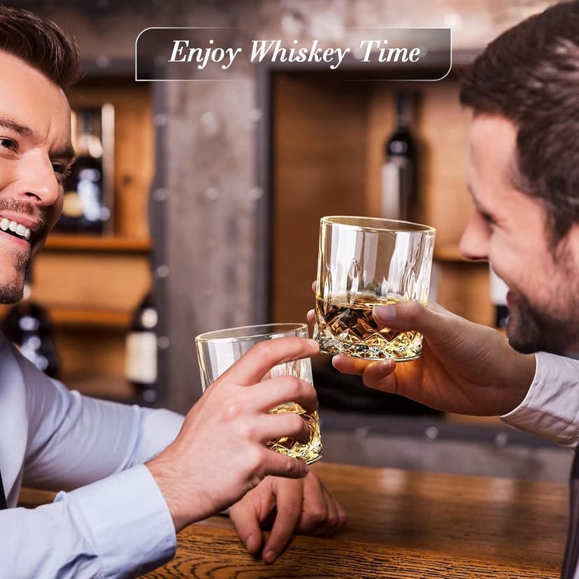 Whiskey Set Gifts for Men, DIOXADOP 6 Stainless Steel Whisky Stones 2 Crystal Whisky Glasses 1 Blessing Card in a Exquisite Wooden Box, Prepare a Gift for Whiskey Scotch Bourbon Lover