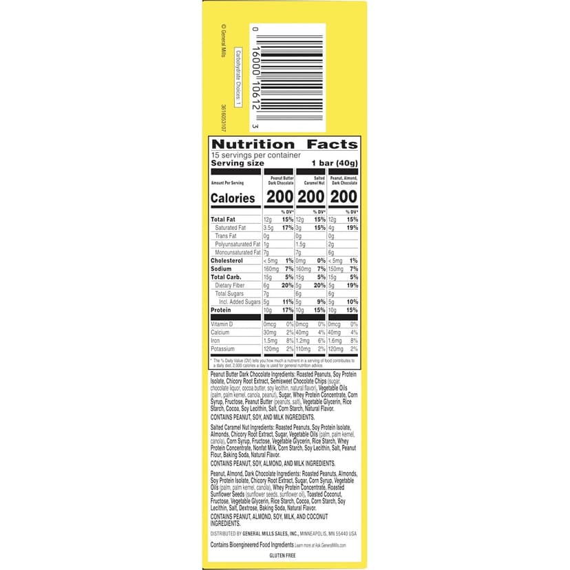 Nature Valley Protein Bars Variety Pack, Gluten Free Chewy Granola Snack Bars, 10g Protein, Peanut Butter Dark Chocolate, Salted Caramel Nut, Peanut Almond Dark Chocolate, 15 Count, 21.3 oz Box