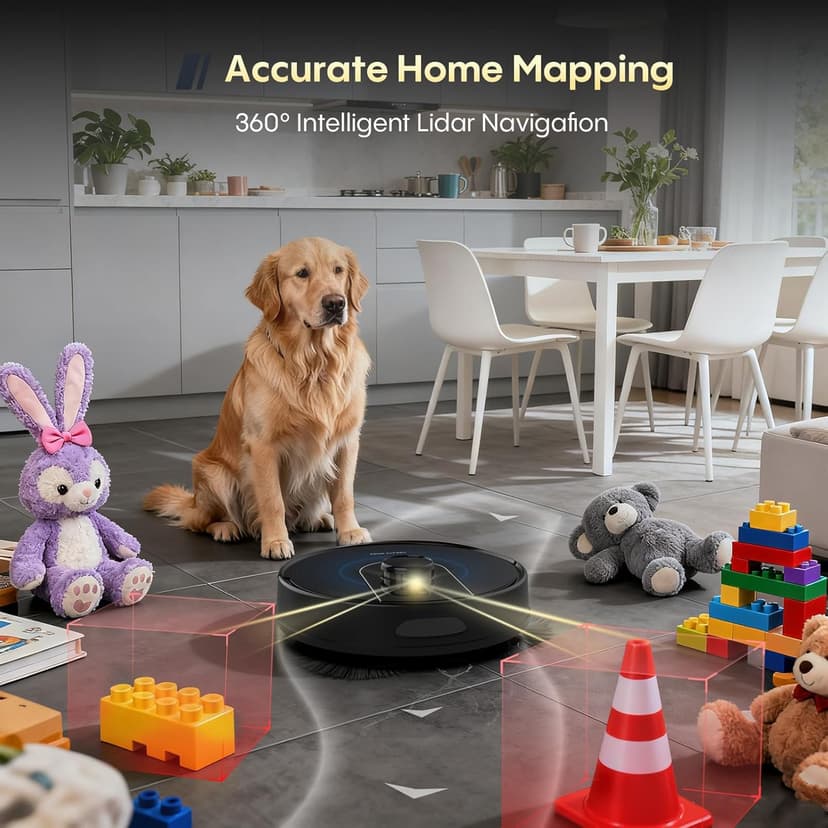 Bagotte Robot Vacuum and Mop, Robot Vacuum Self Emptying, 5000Pa Powerful Suction, 90-Day Hands-Free, Advanced Smart Mapping, LiDAR Navigation Robotic Vacuum for Pet Hair, Dust, Carpet, WiFi/App/Alexa