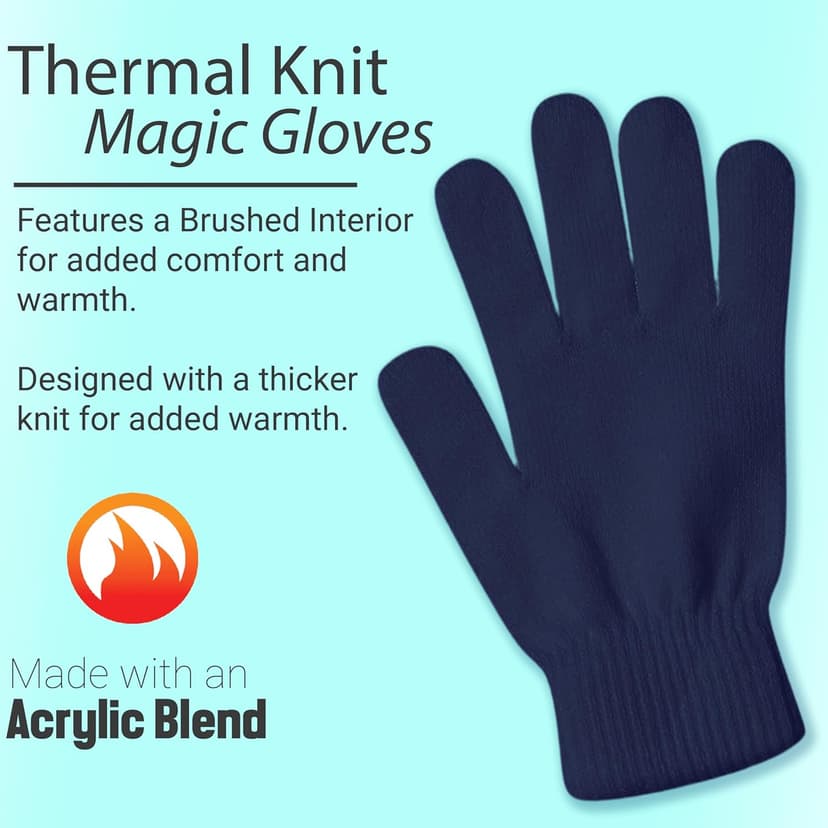 Winterlace 25 Pack Winter Gloves, Unisex Thermal Magic Glove Thick Knit Brushed Interior Bulk Bundle