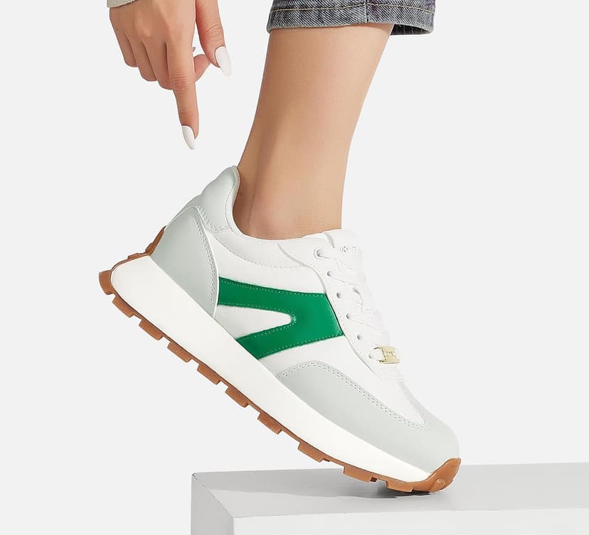 LUCKY STEP Women's Platform Fashion Sneakers Retro Classic Trainers Casual Lace-up Stylish Tennis Running Walking Shoes