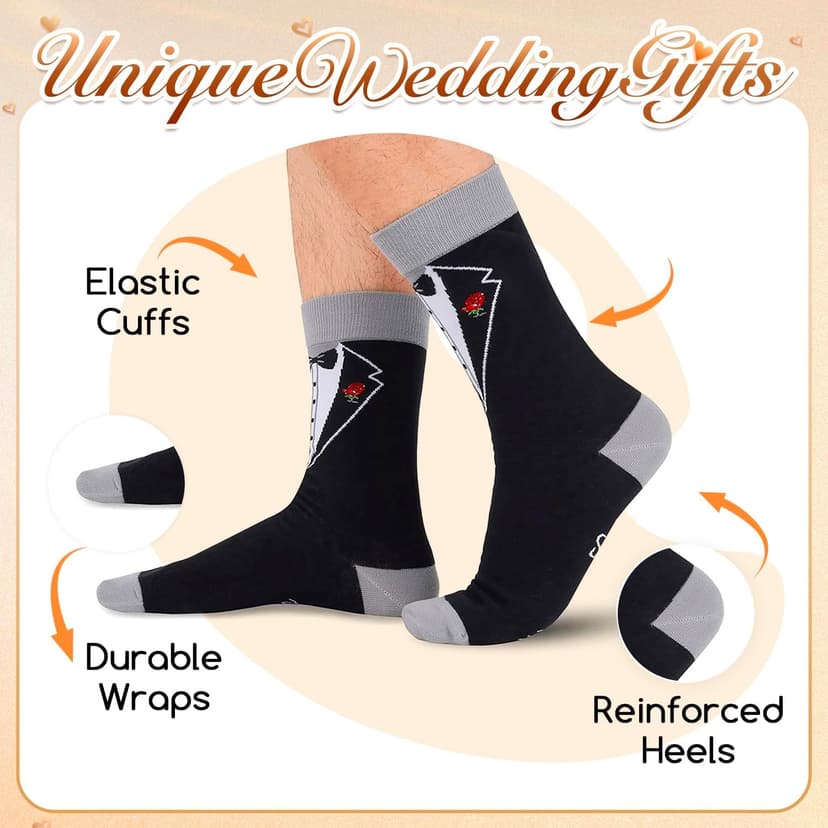 HAPPYPOP Wedding Gifts for Groom - Black Tuxedo Socks for Groom, I Do What She Says Engagement Socks