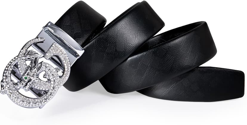 Dubulle Designer Mens Belts, Sliding Automatic Buckle Ratchet Dress Belt TOP Genuine Leather Strap Gifts