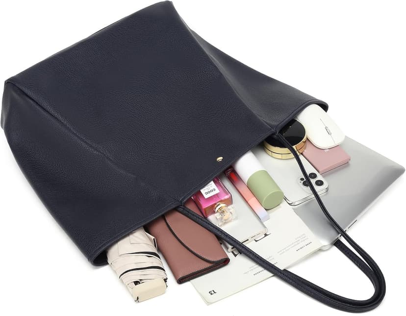 Dreubea Large Leather Tote Bag for Women - Big Work Bag, Spacious Minimalist Handbag, Tote Handbag for Office