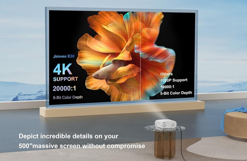 Projector [AI Auto Focus/Auto Lens Cap] Outdoor-Projector-4K with WiFi 6 and Bluetooth: 1500 ANSI Portable Projector with Auto 6D Keystone & Zoom, Jimveo Native 1080P Movie Proyector 2025 Upgraded