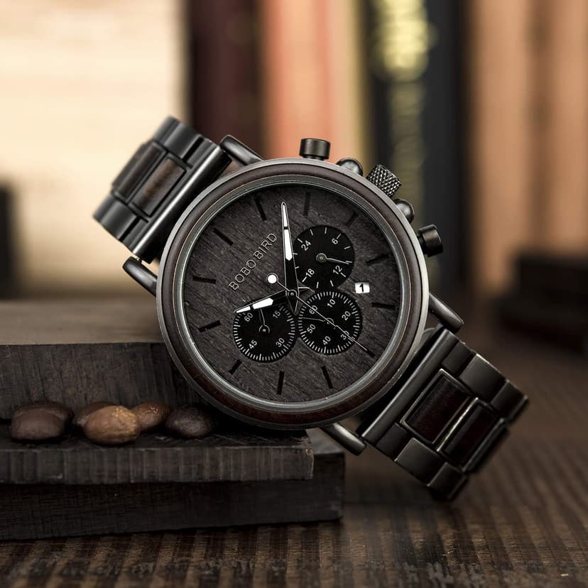 2win Engraved Wooden Watch for Boyfriend My Man Fiancé Husband Customized Personalized Wood Watches for Men Birthday Anniversary Personalized Watch