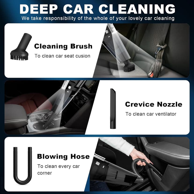 DRECELL Car Vacuum, Portable Vacuum Cleaner with Powerful 7000PA Suction, DC 12V Power 16.4Ft Cord Vacuum Cleaner, LED Light, 0.33L Capacity, Car Accessories for Men/Women