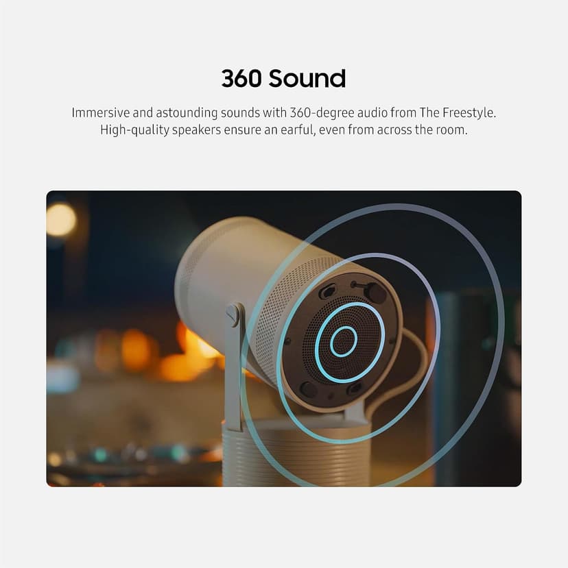 Samsung 30” - 100” The Freestyle 2nd Gen with Gaming Hub Smart Portable Projector, FHD, HDR, Big Screen Home Theater Experience, 360 Sound, SP-LFF3CLAXXZA, 2023 Model