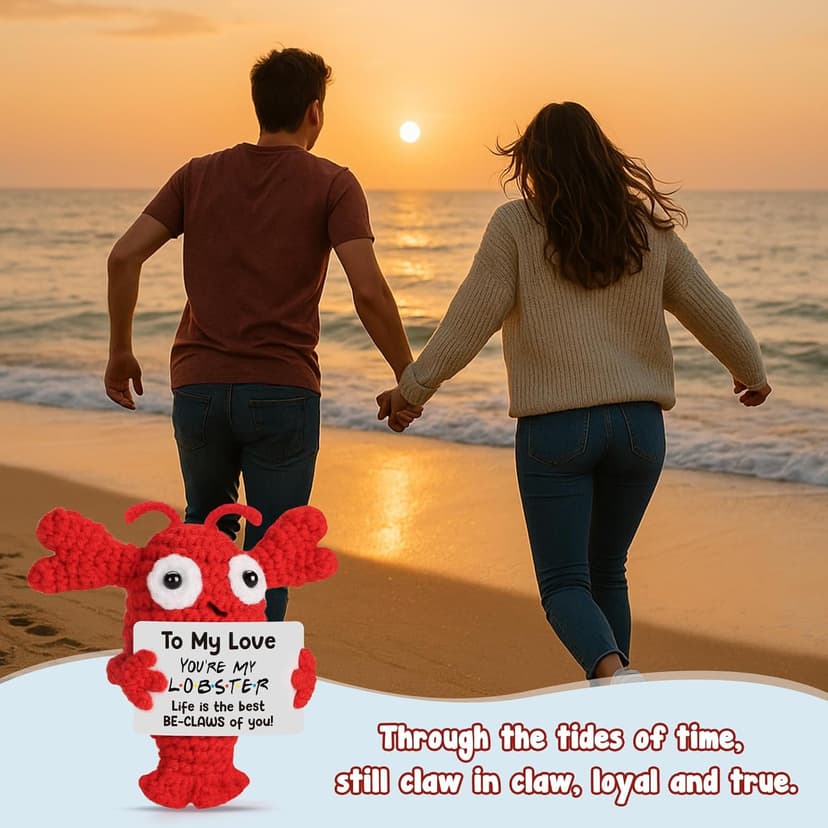 Gifts for Grilfriend Boyfriend Couples - to My Love Handmade Crochet Lobster Gifts, I Love You Gift for Her Him, Romantic Valentines Anniversary Birthday Chrismast Present for Women Men