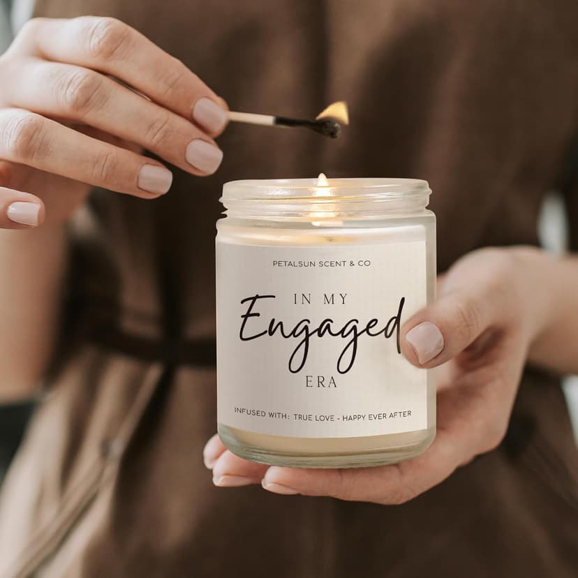 Engagement Gifts for Couples – Lavender Scented Candle for Relaxation & Stress Relief (7oz) – Just Engaged Gifts for Her, Bride to Be, Fiance, Engagement Party Decorations, Handmade
