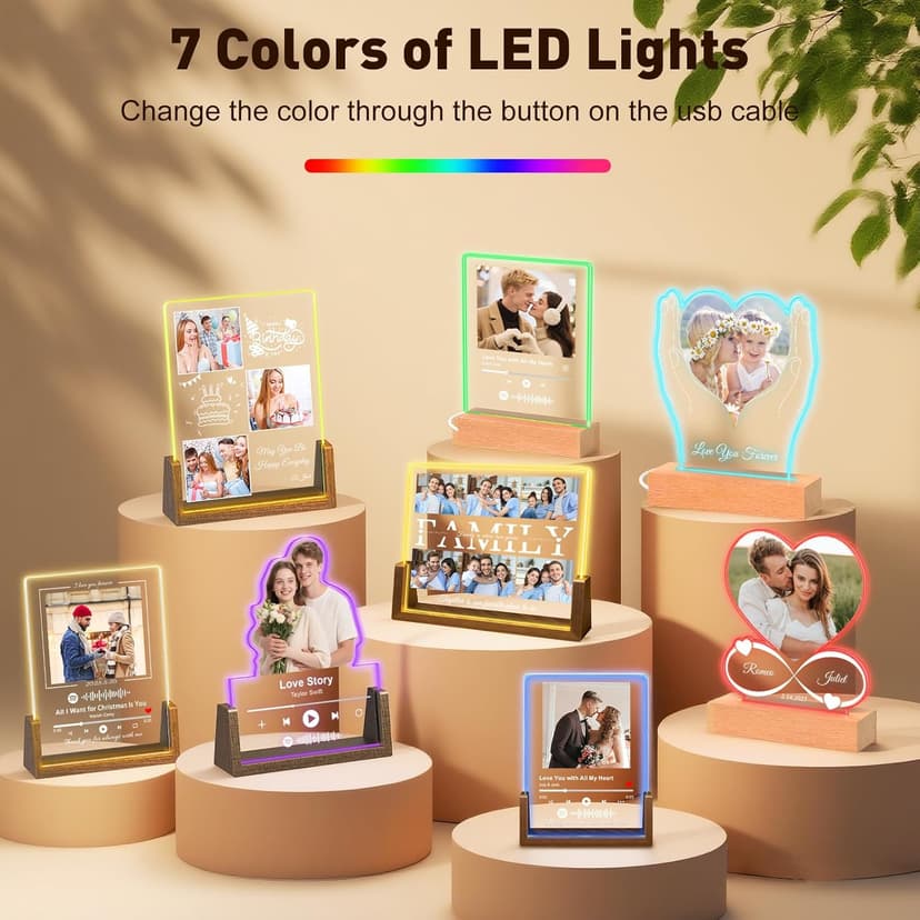Custom Spotify Plaque-Personalized Picture Frames with Night Light,Music Plaque Frame,Personalized Anniversary Birthday Gifts for Women Men Girlfriend Boyfriend Couples