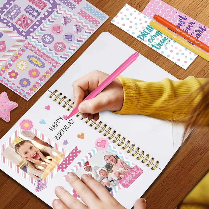 Nollh DIY Journal Kit for Girls - DIY Journal Set for Tween & Teen Girls, Stationery Set, Scrapbook & Diary Supplies Set, Journaling Art Crafts Kit, Ideal Gifts for 8 9 10 11 12 13 14 Year Old Girl