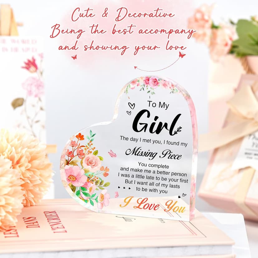 Gifts for Girlfriend, Mothers Day Gifts for Girlfriend, Anniversary Valentines Gifts for Her, To My Girl Acrylic Keepsake, Romantic I Love You Gifts for Her Girlfriend GF Gifts