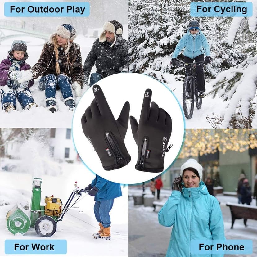 Softfree Winter Gloves with Touchscreen Fingers for Men, Waterproof Warm Glove Cold Weather Driving Gloves Anti-Slip Sports Gloves for Cycling Running Skiing Hiking Climbing