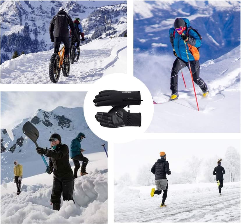 Jeniulet 100% Waterproof Winter Gloves -30℉ Warm Windproof All Fingers Touch Screen Gloves for Men Skiing and Outdoor Work