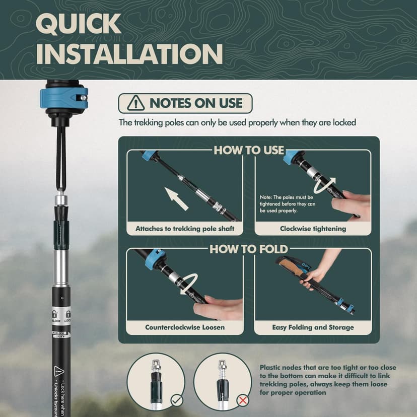 GPTCAMP Walking Sticks,Trekking Poles Collapsible Hiking Poles,Lightweight Folding Travel Walking Pole for Men Women,2pc Adjustable Hiking Stick with EVA Foam Grips for Backpacking