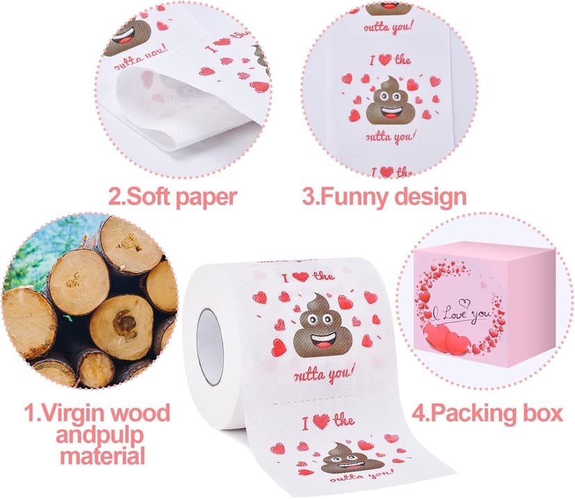 Valentines Day Gifts for Him/Her, Romantic Novelty Gifts Toilet Paper, Funny Gag Gifts for Adults Men Women Boyfriend Girlfriend, Valentines Day Decor for Party Supplies Christmas Stocking Stuffers
