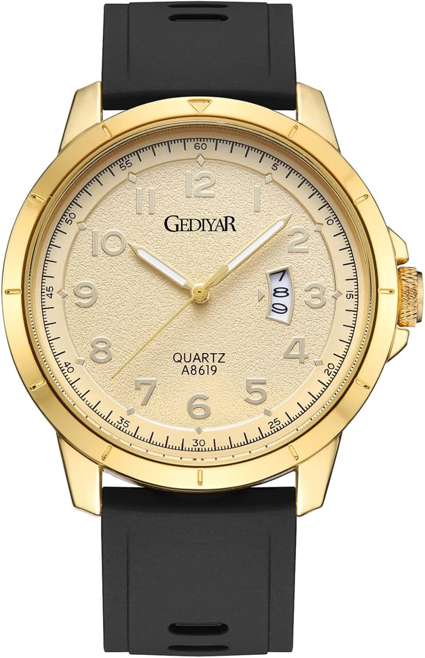 GEDIYAR Mens Quartz Analog Wrist Watches Calendar Date Waterproof Big Large Face Watch for Men Business Casual Dress Sports
